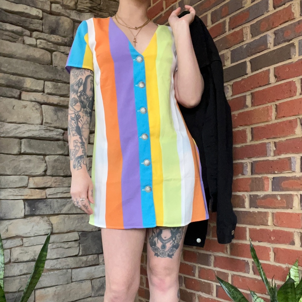 *sold* Forever21 button down rainbow dress